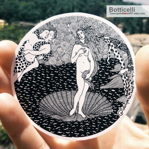 The birth of Venus sticker Botticelli, famous painting naked woman, quality decal, naked woman drawing, Revival italian artwork, Vinyl decal