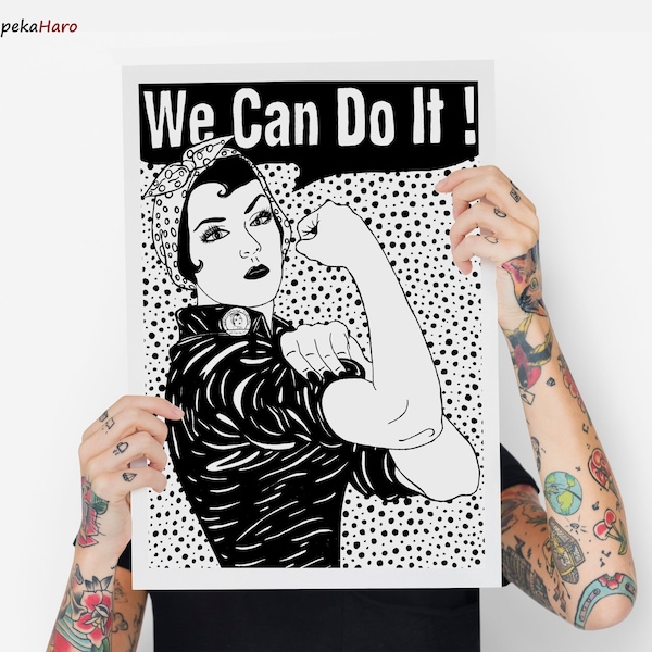 Nous pouvons le faire, Nous pouvons le faire, affiche inspirante d’une travailleuse, féminisme, 8 mars, Rosie the Riveter, autonomisation, femmes, art