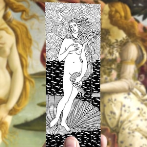 Venus bookmark Botticelli, Lovers book decor, gift for readers, naked famous woman, vintage art decor, Birthday bookmark art, Free Shipping