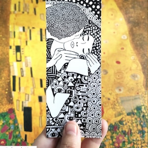 Famous kiss bookmark Gustav Klimt, Lovers book decor, gift for her, gift for him, valentines day, vintage art decor, Famous Kiss painting