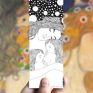 Motherhood bookmark, Gustav Klimt Maternity, Mother with daughters book decor, Mothers Day gift, Klimt Woman Child, gift ideas free shipping
