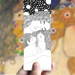 Motherhood bookmark, Gustav Klimt Maternity, Mother with Babies decor, Mother&#39;s Day, Klimt Woman Child, gift for mothers, son and daughter