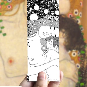 Motherhood bookmark, Gustav Klimt Maternity, Mother with son book decor, Mothers Day gift, Klimt Woman Child, gift for mom, famous paintings