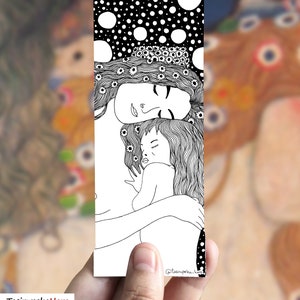 Gustav Klimt Maternity, Mother with daughter book decor, Motherhood art, Mothers Day gift, Klimt Woman baby, Motherhood bookmark, gift mom