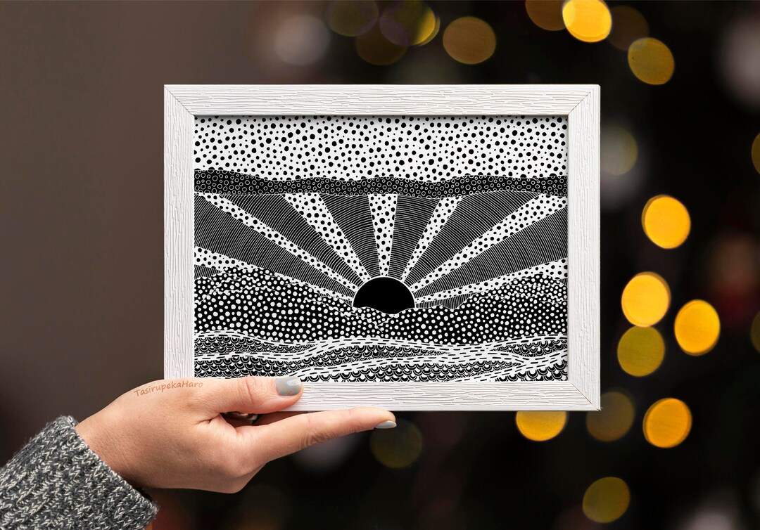 Roy Lichtenstein Print, Sunrise Black and White Illustration