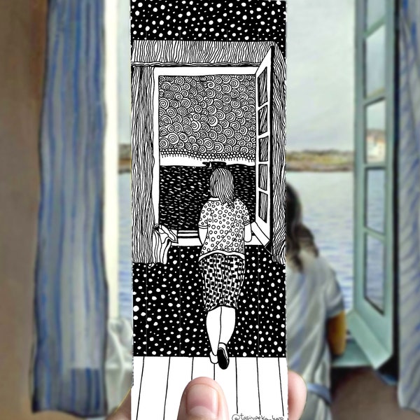 Dalí Girl Window Bookmark, peinture de Salvador Dalí, inspiration de peinture célèbre, illustration de femme, séparateur de page, livraison gratuite