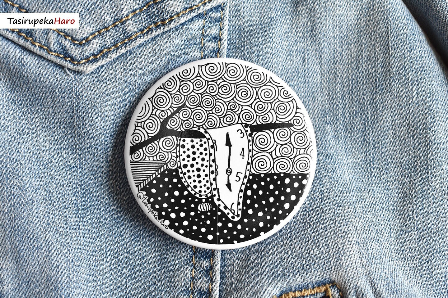 Salvador Dalí Button Badge, Persistence of Memory, Surreal 