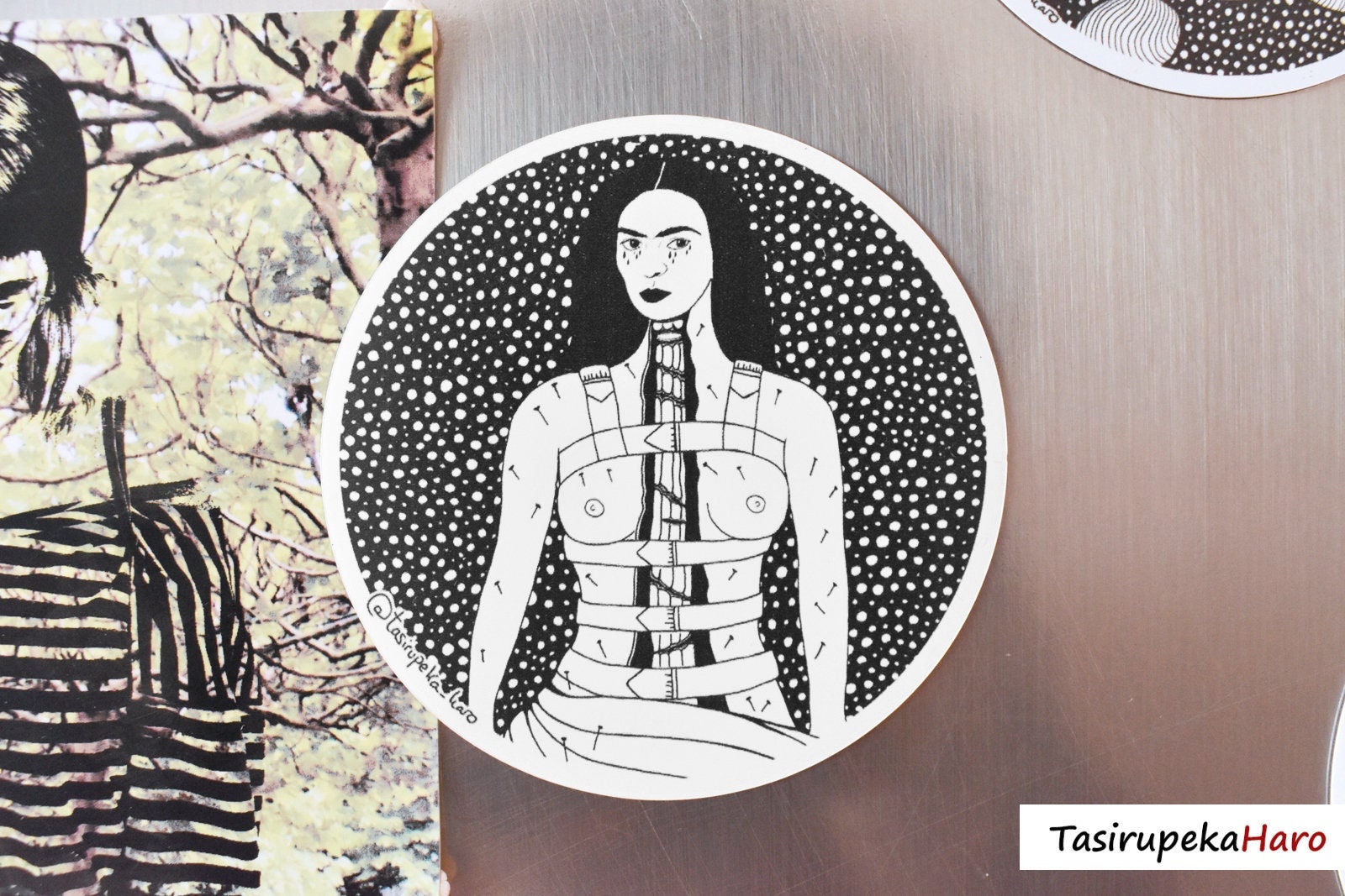 Frida Kahlo magnet, Broken column surreal, surrealist famous painting, art Nude women, Fridge decor kitchen, flexible magnet, high quality