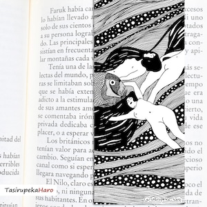 Fish Blood Gustav Klimt Bookmark, mermaids art waterproof paper Klimt famous painting water snakes gift for readers, free worldwide shipping
