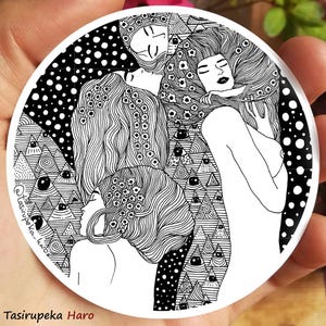 Pegatina Serpientes de agua Gustav Klimt, ilustración mujeres sirenas, Adhesivo arte Pintura famosa, calcomanía mujeres desnudas, femenina