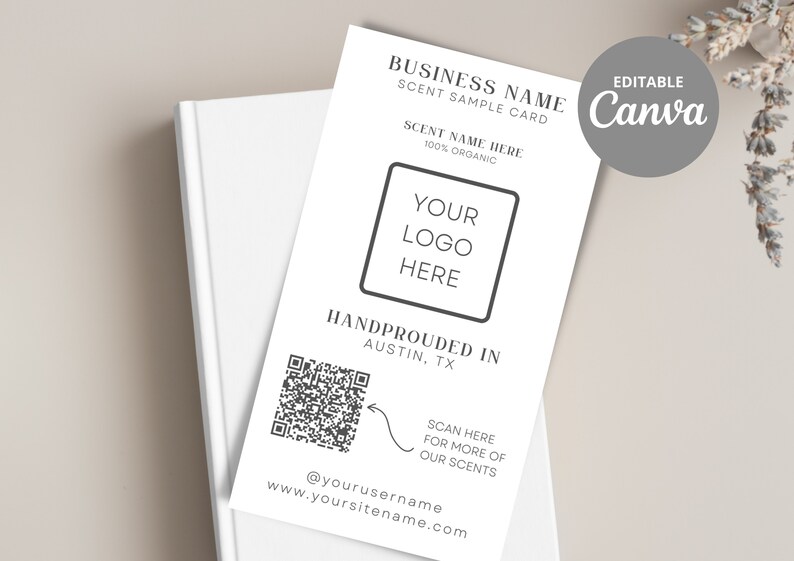 Editable Candle Sample Card Template, Printable Smell Sample Cards