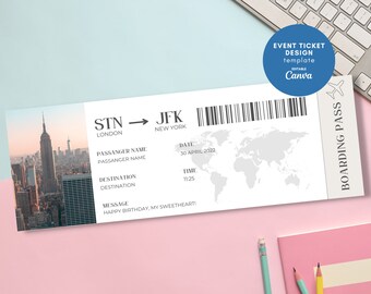 Editable Boarding Pass Ticket Template Printable Airline - Etsy