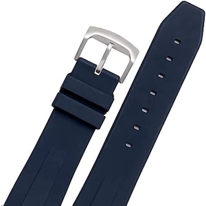 Blue FKM Rubber Watch Strap: Quick-Release, High-Density, 20mm 22mm