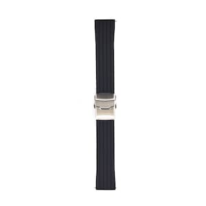 Stripe Cut-to-Length Soft Silicone Watch Strap Quick Release 20mm 22mm Deployment Clasp Trim-to-Fit Watch Band