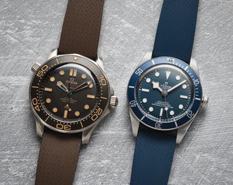 Correa de reloj de caucho FKM tropical: corte a medida, liberación rápida, 20 mm y 22 mm