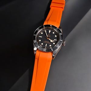 Integrated Curved End FKM Rubber Strap for Tudor Black Bay Chrono 41mm / 42mm  Black Orange Blue Grey Green Red 22mm