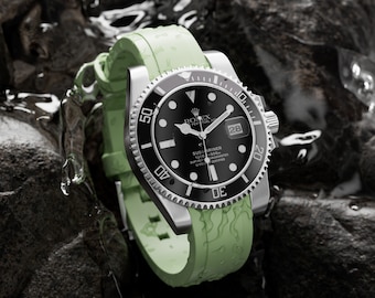 Correa de reloj de silicona con extremo curvo: hebilla de acero 316L, 20 mm 22 mm