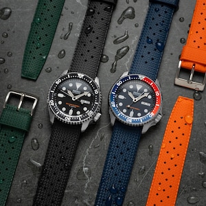 Strapseeker Graham Tropic Rubber Watch Strap 20mm 22mm. Tropical Rubber Rally Watch Bands for Men & Women- Black Blue Green Red Orange Strap
