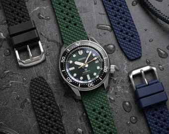 Correa de repuesto para reloj deportivo Strapseeker Carlton de caucho FKM perforado azul de liberación rápida (20 mm y 22 mm)