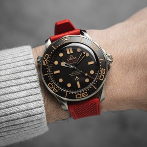 Checker Vulcanised FKM Rubber Watch Strap Red Black Blue Green Orange Brown-Quick-Release 20mm 22mm