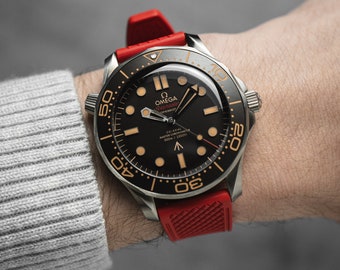 Correa de reloj de caucho FKM vulcanizado Checker, color rojo, negro, azul, verde, naranja y marrón, de liberación rápida, 20 mm y 22 mm.