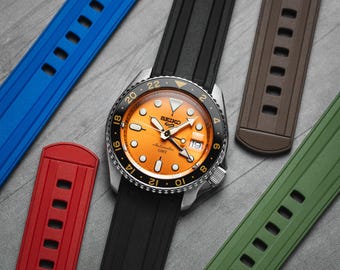 Correa de reloj de caucho FKM Mariner de 22 mm con textura de cresta y liberación rápida