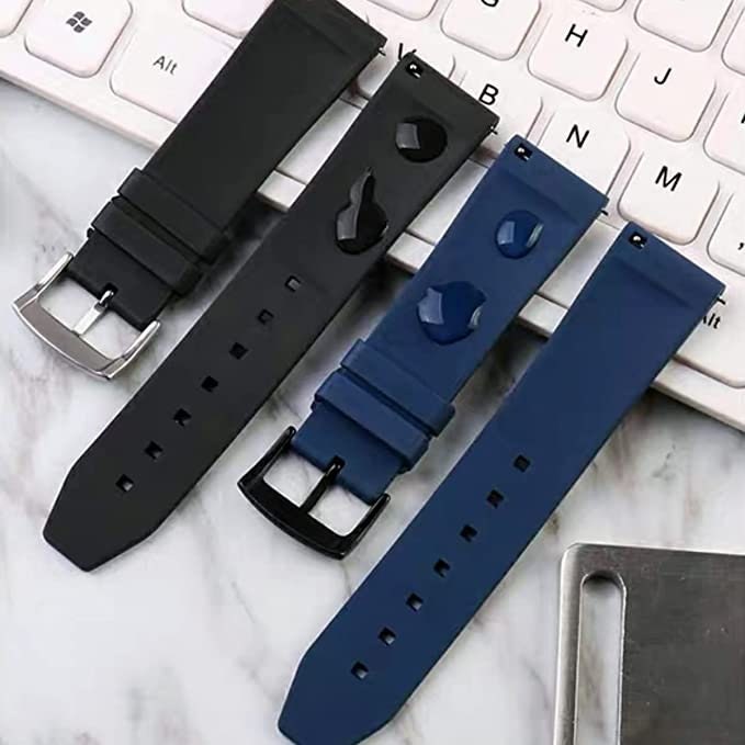 StrapHabit Cinturino Orologio In Gomma FKM – Sgancio Rapido E Fori Multipli – Stile Tropicale – Larghezza 20mm (Colore Blu)