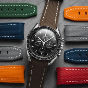 20mm Textured Silicone Watch Strap Compatible for Omega Moonwatch Curved End Watch Band Replacement Color1