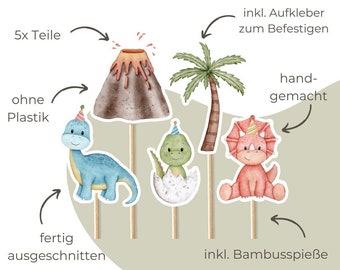 Cake Topper Set - Dinosaurier Cake Topper - Tortenstecker - Kuchenstecker - Geburtstagstorte - Geburtstag Deko - Kindergeburtstag - Aquarell