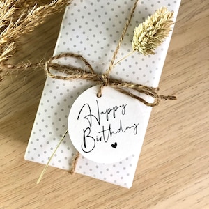 10er Set Geschenk Anhänger - Happy Birthday - mit Juteband - Geburtstag - Geburtstagsgeschenk - Kraftpapier - Tischdeko - Etikett