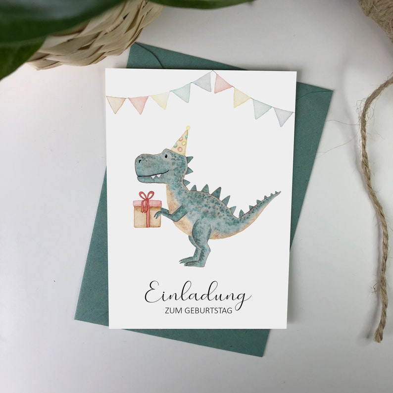 T-Rex Einladungskarten Kindergeburtstag mit beschreibbarer Rückseite verschiedene Sets Dino Party Geburtstagsparty Tyrannosaurus Bild 2
