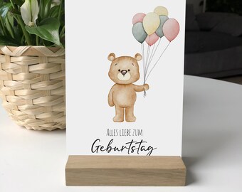 Geburtstagskarte Für Nichte Mit Süßem Teddybär – Personalisierte Glückwunschkarte In Pink