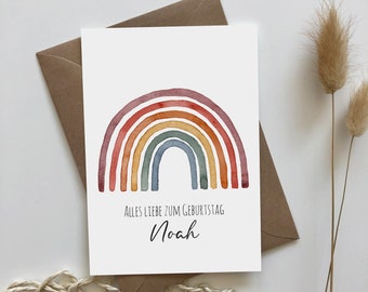 Carte d'anniversaire arc-en-ciel personnalisée - Carte postale - Cadeau d'anniversaire - Anniversaire d'enfant - Carte de félicitations - avec texte souhaité