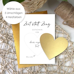 Rubbelkarte zum selber ausfüllen oder mit Wunschtext - &quot;Zeit statt Zeug&quot; als Gutschein oder Geschenk - Rubbellos - Wellness - Gutscheinkarte