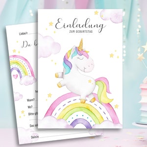 6/9/12 biglietti d'invito con unicorno e retro riscrivibile per un magico invito alla festa di compleanno dei bambini