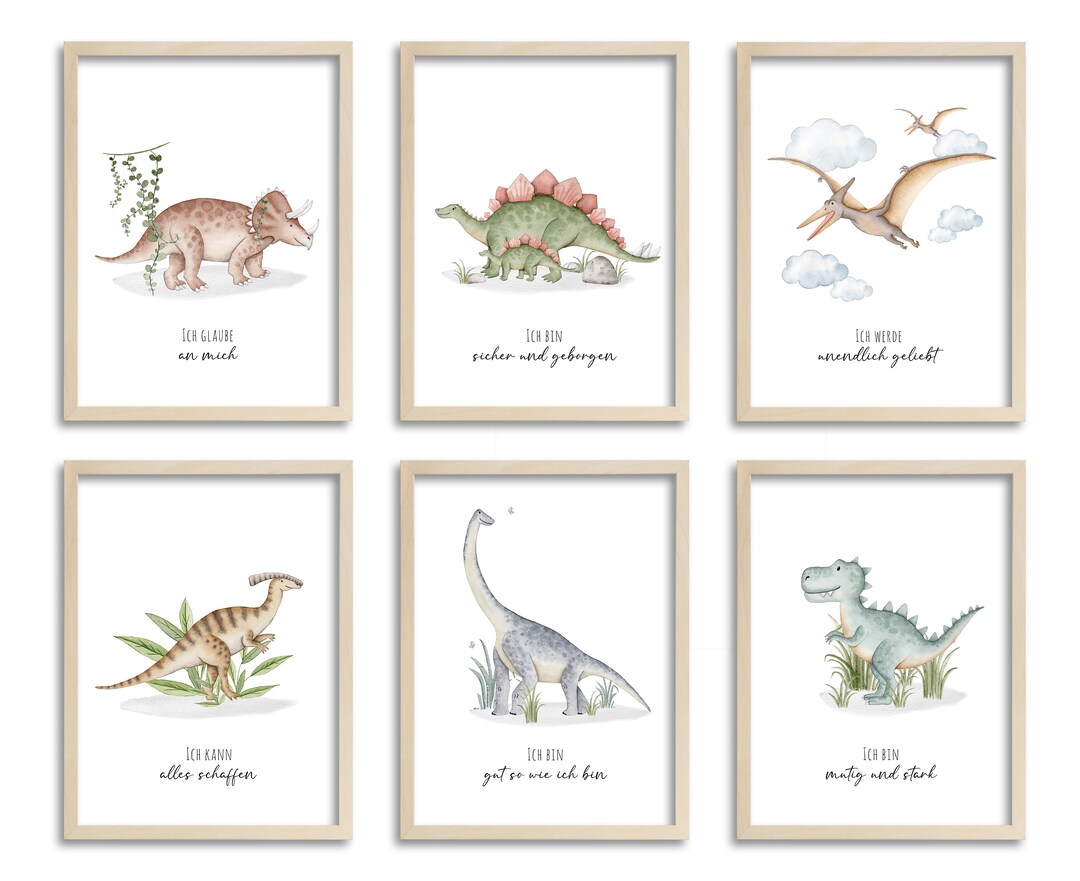 Affirmation Poster Set of 6 or Single Poster Dino - Beliefs - DIN A4 ...