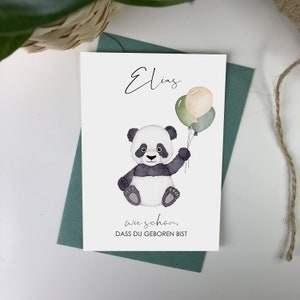 Ours panda avec des ballons - Comme c'est merveilleux que tu sois né - carte postale - carte de félicitations - carte de naissance - bébé - baptême - baby shower