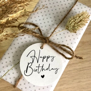 10er Set Geschenk Anhänger Happy Birthday mit Juteband Geburtstag Geburtstagsgeschenk Kraftpapier Tischdeko Etikett Bild 3