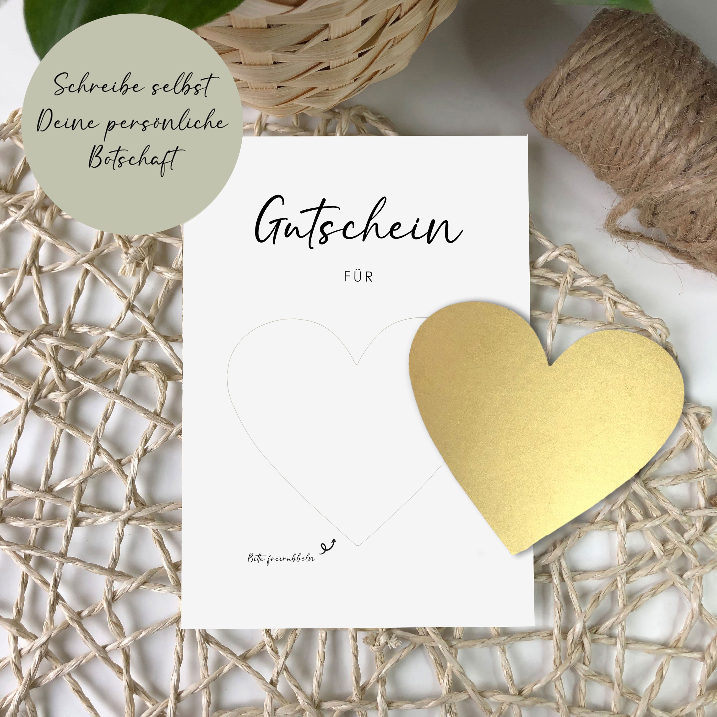 6 Personalisierbare Rubbel-Gutscheine Zum Selbstausfüllen – Inkl. Goldener Umschlag