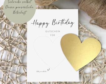Happy Birthday scratch-off card - as a birthday gift - to fill in yourself or with your own message - voucher - wellness - gift card