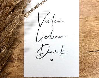 Kleine Karte mit Text "Vielen Lieben Dank" - Mini-Karte - Dankekarte - Danksagung - Dankeschön - Danksagungskarte - Grußkarte - A7