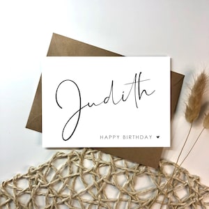 Geburtstagskarte personalisiert mit Name im minimalistischen Stil - Happy Birthday - Glückwunschkarte - Geburtstag - Karte - Postkarte - A6
