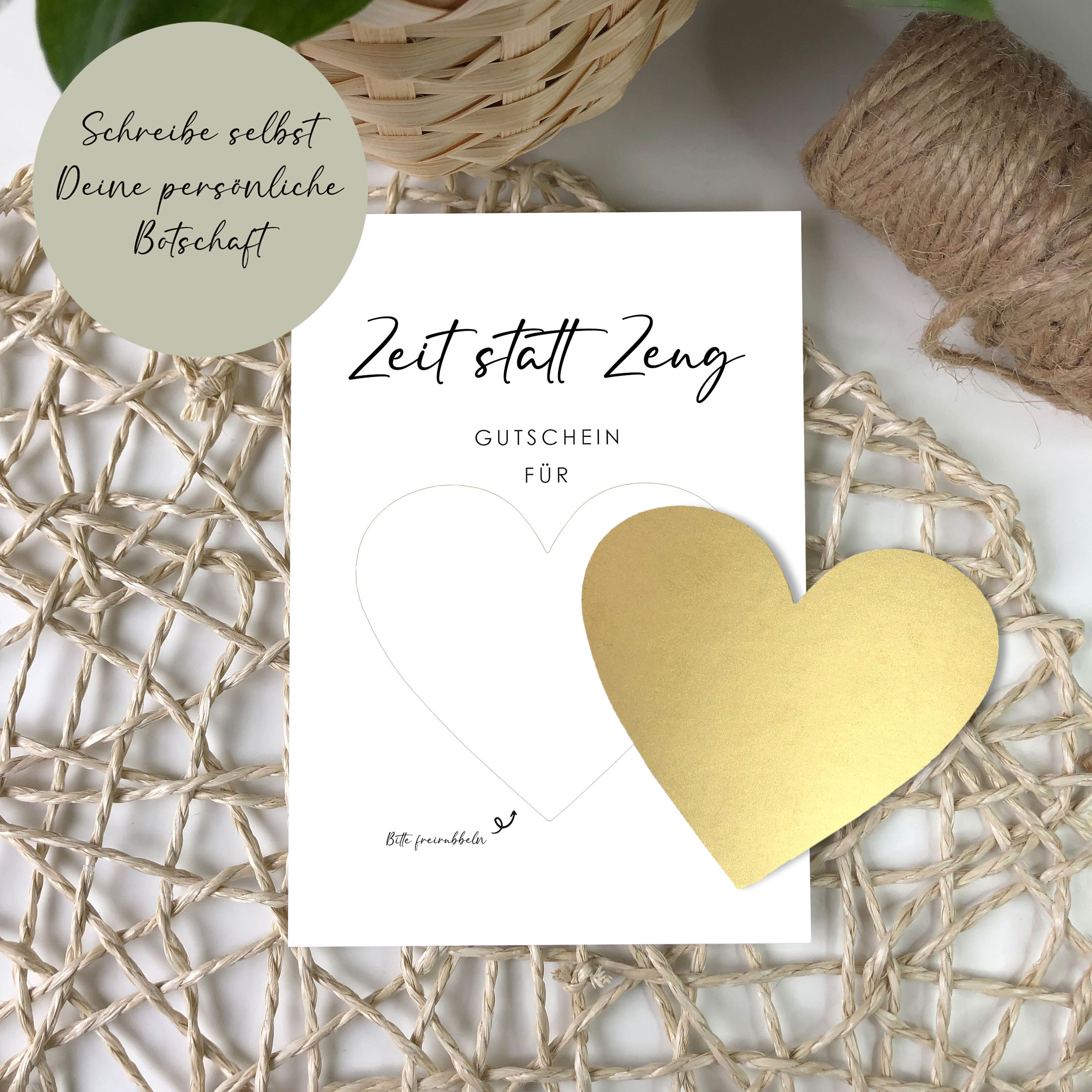 Scratch card to fill out yourself or with your desired text - "Time instead of stuff" as a voucher or gift - Scratch card - Wellness - Voucher card