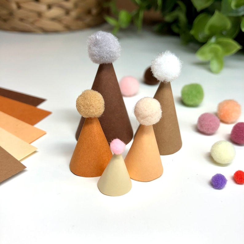 DIY Mini Partyhüte Set 20 / 24 Stück für Schleichtiere Dekoration Kinder Geburtstag Motto Kindergeburtstag Waldtiere Party Deko Boho