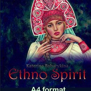 Ethno Spirit PDF (A4 version) coloring book Hand drawn line art Katerina Bobarykina