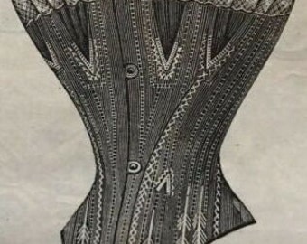 Small Victorian Corset Pattern Reproduction PDF Pattern 1890's made from original 1892 De Gracieuse Corset Pattern/Patron English/Francais