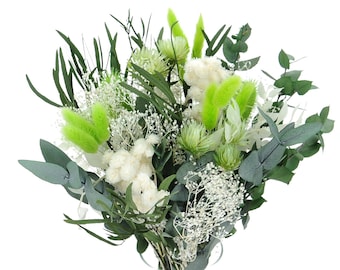 Green Bouquet Made of Dried Flowers and Preserved Plants