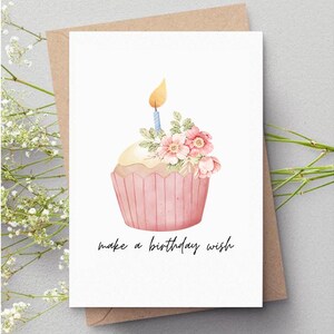 Make a Birthday Wish Printable Birthday Card, Greeting Card, Downloadable Card, Happy Birthday Card