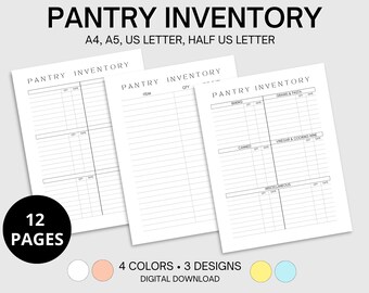 Pantry Inventory List, Tracker, Log, Food Supply, Kitchen and Home Management, Organization, Food Storage Tracker, Log, Printable