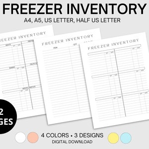Freezer Inventory List, Tracker, Log Book, Meal Journal, Kitchen and ...